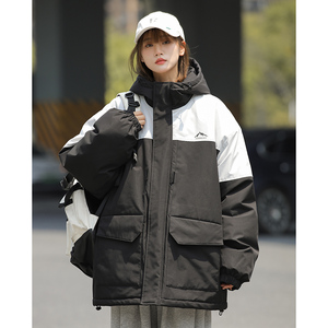 89305-P105新款港风小标棉服大口袋宽松时尚港风青少年棉袄外套图片