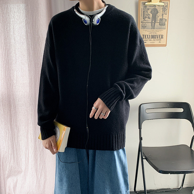 M701-P43纯色毛衣男士秋冬季外套休闲宽松针织衫情侣港风男装,男装针织衫/毛衣,电商D310（原电商305）