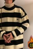 M853加绒-P65港风复古圆领毛衣男春秋冬季加绒加厚针织衫宽松，男装针织衫/毛衣，电商D310（原电商305）