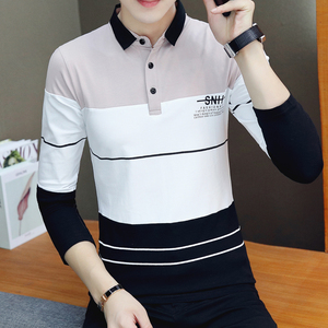 8823-P45秋冬季长袖polo衫男装青年翻领t恤有领秋装纯棉