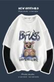 8519-P45假两件长袖t恤男潮牌ins外穿春秋款潮流宽松卫衣港风，男装卫衣，电商D310（原电商305）