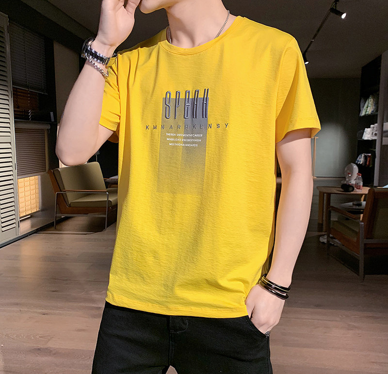 Men's 2021 spring new trend student casual sweater youth fashion short sleeve T-shirt