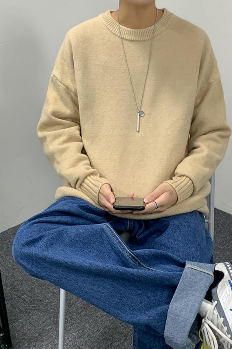 M701-P43纯色毛衣男士秋冬季外套休闲宽松针织衫情侣港风男装,男装针织衫/毛衣,电商D310（原电商305）