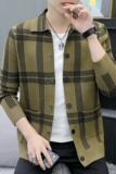 78840-P65秋季新款针织开衫男韩版潮流休闲男士修身格子毛衣外套，男装针织衫/毛衣，电商D310（原电商305）