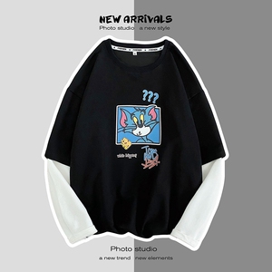 8523-P45卡通印花卫衣男韩版潮流套头宽松休闲港风外套情侣班服图片