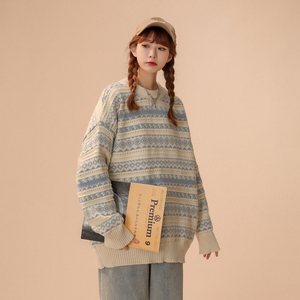 M868-P55复古秋冬情侣款针织衫潮牌设计小众毛衣港风ins男装,男装针织衫/毛衣,电商D310（原电商305）