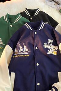JK27-P75拼色美式街头棒球服情侣装秋装外套男港风潮夹克潮图片