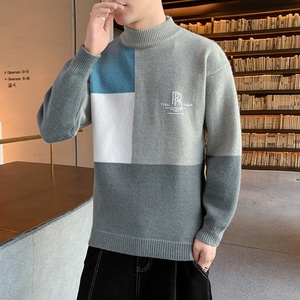 76671-P55冬季毛衣外套男潮牌痞帅宽松百搭长袖潮流半高领线衣潮图片