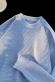 M869-P55纯色圆领毛衣男秋冬情侣宽松慵懒风针织衫港风复古潮流，男装针织衫/毛衣，电商D310（原电商305）