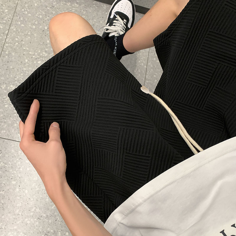 现货5010-P39夏季港风纯色宽松休闲短裤男直筒抽绳运动五分裤,男装休闲裤,电商D310（原电商305）