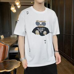 Summer new men's short sleeve T-shirt Korean loose trend pure cotton summer half sleeve