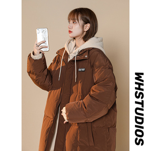 M9039-P93冬季女装情侣款宽松假两件连帽棉服男士短款休闲外套潮图片