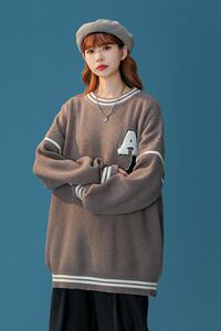 M817-P55毛衣男女温柔慵懒风开衫外套条纹软糯糯秋冬针织衫图片