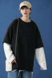 爆款8521-P40假两件卫衣男圆领潮流ins春季新款港风外套宽松情侣，男装卫衣，电商D310（原电商305）