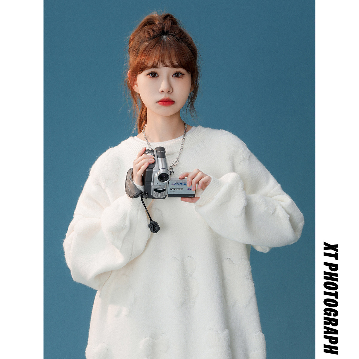 9206-P65慵懒风毛衣男ins港风宽松提花针织衫潮牌日系圆领线衣，男装针织衫/毛衣，电商D310（原电商305）