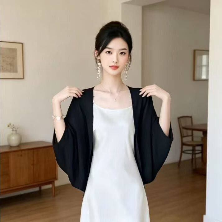 温柔飘逸雪纺开衫女夏外搭防晒披肩配吊带裙仙气通勤穿搭单品