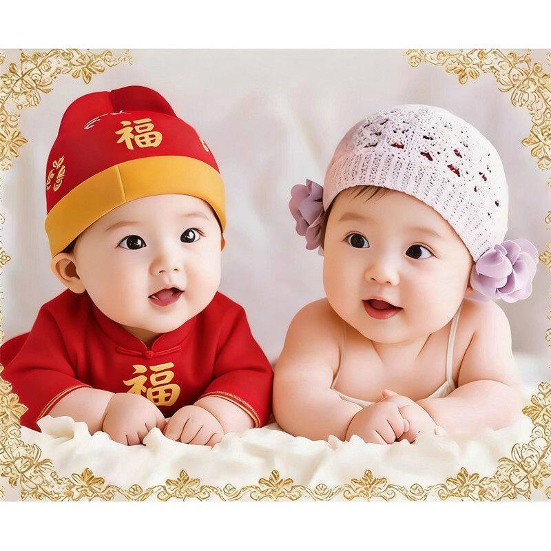 龙凤宝宝贴画娃娃画婚礼海报粘画龙凤宝宝孕妇婚庆婚房床上墙贴画