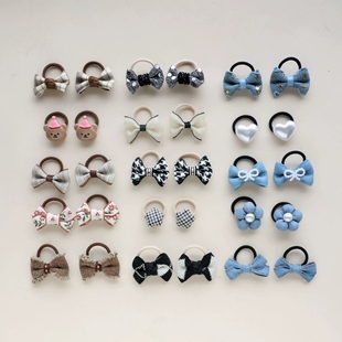 2024新款婴幼儿套装拇指圈蝴蝶结皮筋发绳珍珠花朵女宝宝扎发发圈