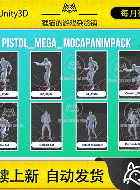 Unity Pistol Mega MocapAnimPack 1.0 包更新 动捕手枪动画合集