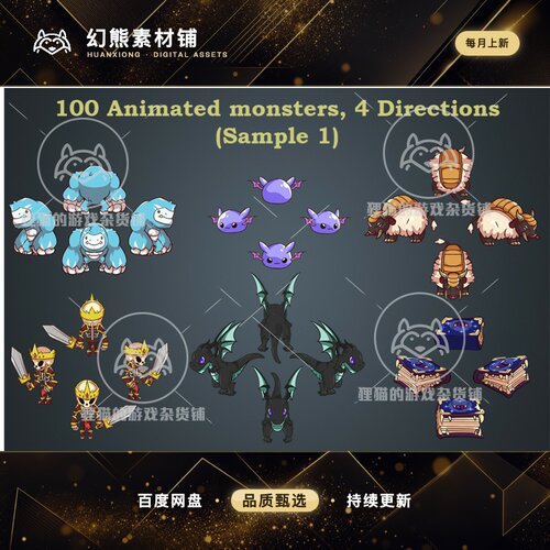 Unity 4Direction Animated 2D Monsters Fantazia Top Down 2.0