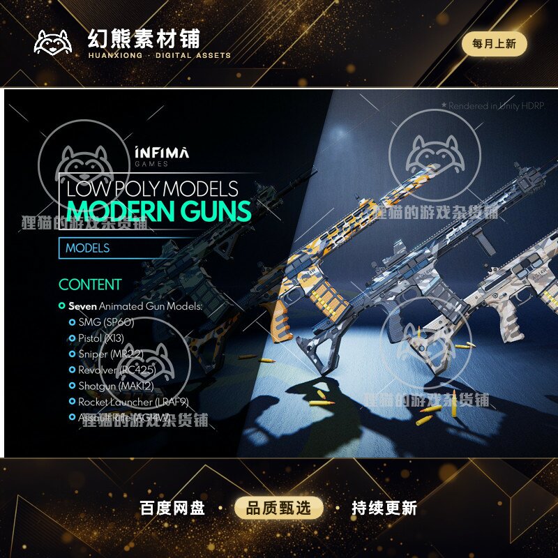 Unity Low Poly Models Modern Guns Pack URP 枪支 包更新 0.6.0 - 实物图