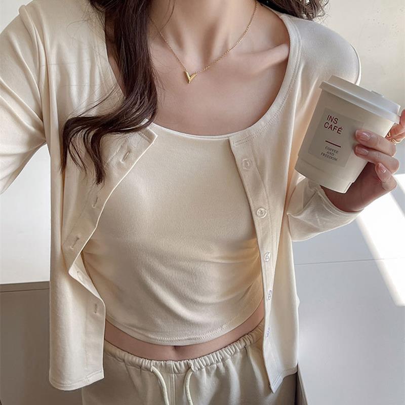 莫代尔针织防晒开衫外套女夏季薄款空调衫纯色高级感长袖百搭上衣
