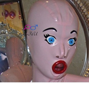 仿真头套乳胶面具帽子定做微孔美女眉毛睫毛红唇变装 面具连体全包