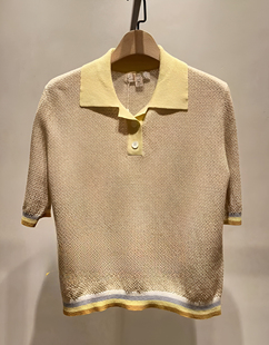 丝麻截短POLO衫 伍商场正品 开2022年春夏款 C2073402 220