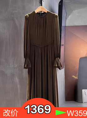 正品2023年冬季新款缩褶收腰连衣裙BBC414J125-230