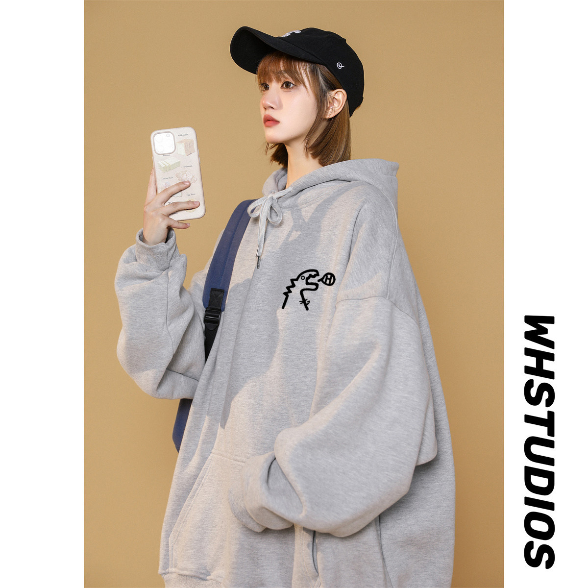 2023秋冬加绒12色小恐龙连帽卫衣405-3-AQ26-P50加绒P55(50棉),女装卫衣/绒衫,星座405-3