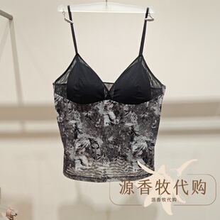 爱慕26SS临界之境系列细肩带黑白印花女士带杯背心吊带 AM71C511