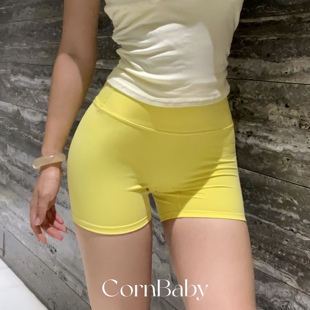 裸感速干无尴尬线 高腰收腹显臀运动健身短裤 CornBaby 提臀三分裤