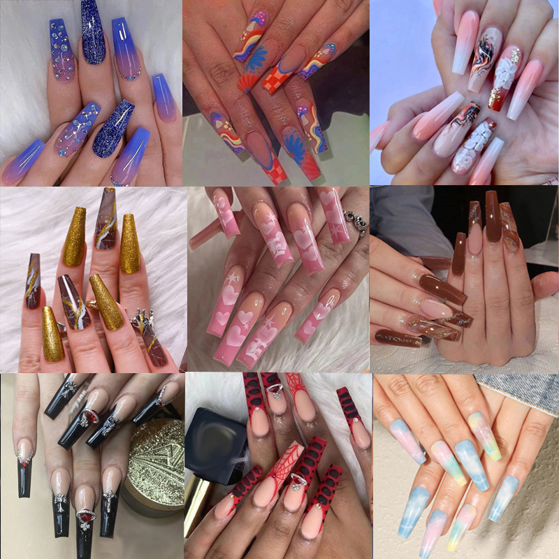 美甲贴片nails穿戴甲长款欧美假指甲美甲贴片穿戴甲甲片成品