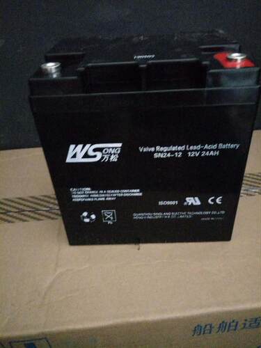 WSONG万松蓄电池SN24-12消防主机 应急电源12V24AH UPS专用免维护