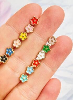 6mm五瓣花纽扣迷你扣子娃衣辅料BJD玩偶金属扣娃用配件滴油脚纽