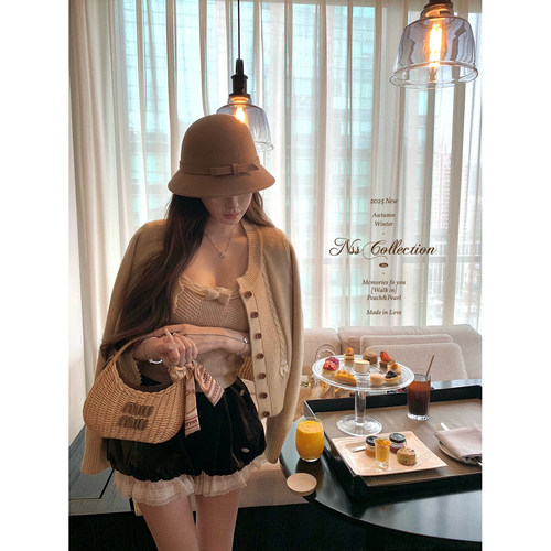 NSSCOLLECTION黑色短裤针织开衫