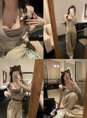 NSS COLLECTION 街边冰美式 褶皱束脚裤抽绳工装裤宽松休闲裤女