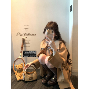 学院双排扣翻领宽松显瘦短款 悉尼返校生 风衣外套 COLLECTION NSS