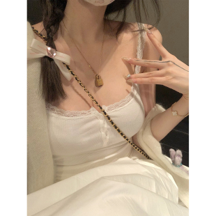 蝴蝶结上衣圆领白色短袖 NSS 蕾丝吊带 纯纯欲动 t恤女 COLLECTION