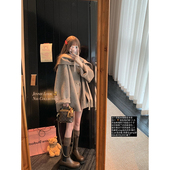 c0s双面羊驼澳毛版 NSS COLLECTION 围巾斗篷大衣女中长毛呢外套冬