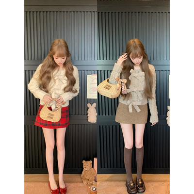 NSSCOLLECTION人字纹格纹半身裙