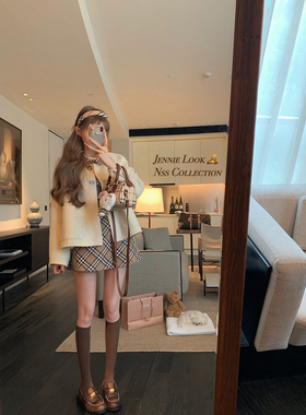 NSS COLLECTION 心软的神 羊驼绒双面呢围巾大衣翻领短款毛呢外套