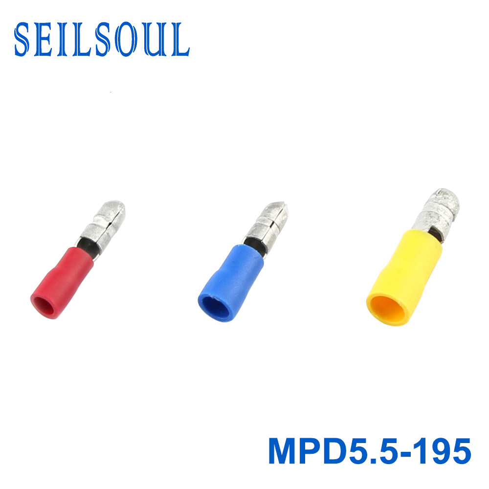 MPD5.5-195子弹头子弹座连接器PVC预绝缘5.0冷压端头黄铜接线端子