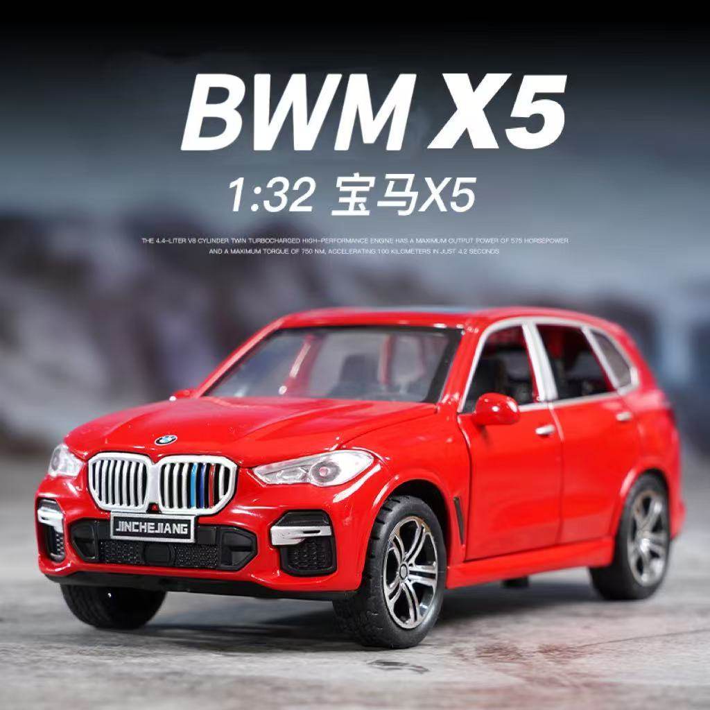 金车将宝马X5仿真合金车模警车收藏摆件精品六开门声光回力男玩具