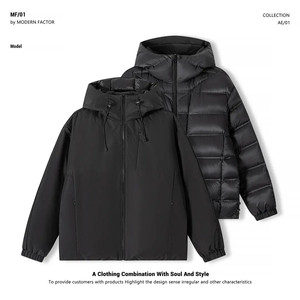 冬季双面穿90白鸭绒户外连帽排骨羽绒服A312-3977P300图片