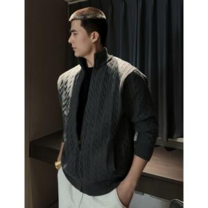 西博原版  立领麻绳抗起球开衫毛衣A312-588特P85图片