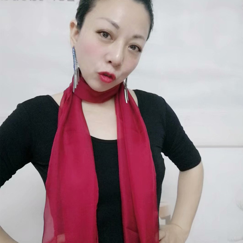 肚皮舞练功服配饰形体礼仪训练服装饰品围脖飘纱巾长款丝巾名媛纱