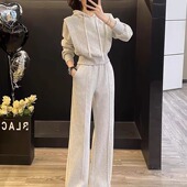 连帽卫衣阔腿裤 洋气显瘦减龄短款 两件套 女秋新款 盐系休闲运动套装
