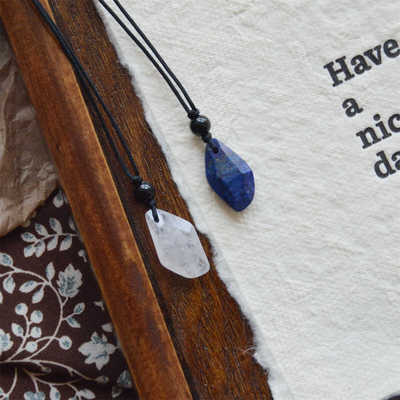 「许愿▪石」原创简约中性小众青金石天然白水晶项链吊坠情侣男女