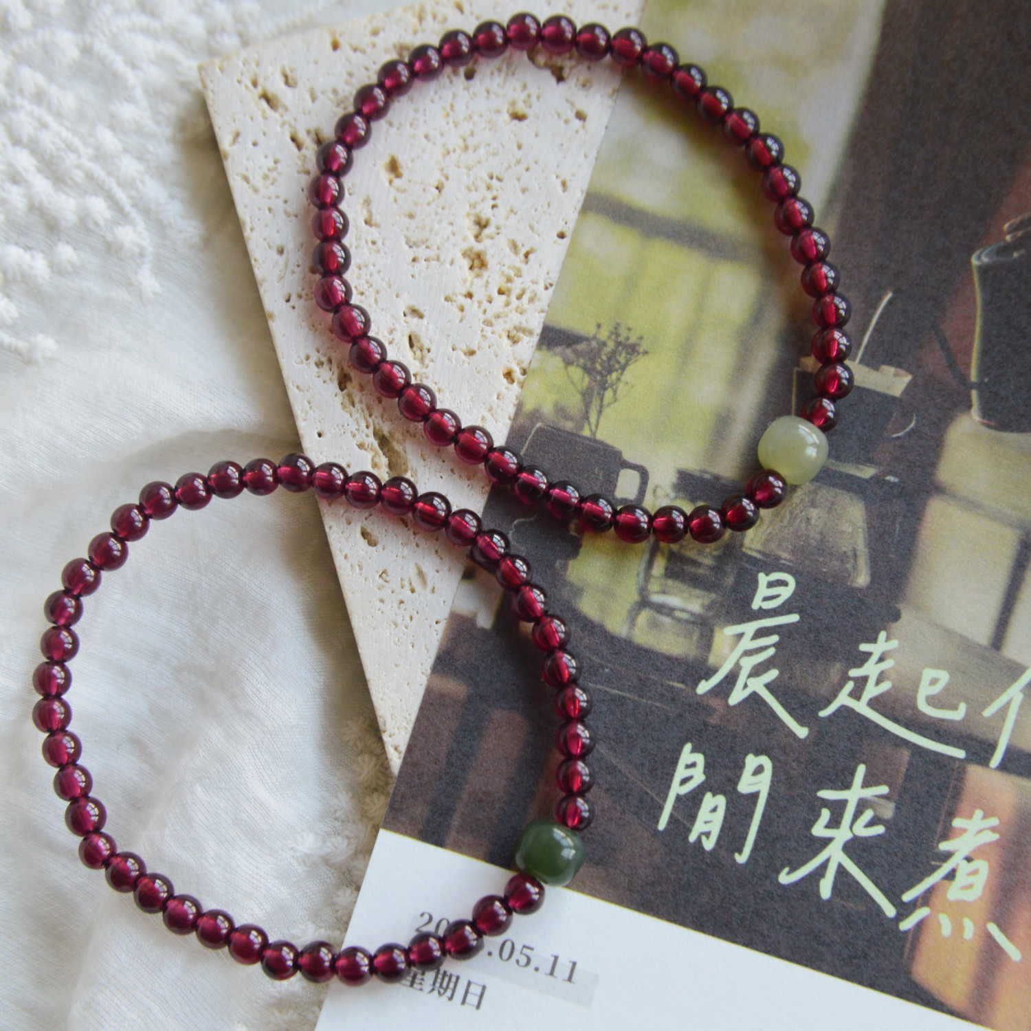 「微醺」好美的石榴石  原创复古百搭天然石榴石和田玉手串手链女,饰品/流行首饰/时尚饰品新,手饰/手串,淘宝优惠券,粉丝福利购,淘宝优惠卷